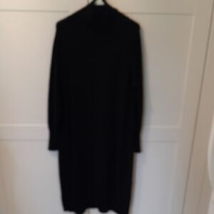 Eileen Fisher 100%washable Wool Black Ribbed Turtleneck Sweater Size XL
